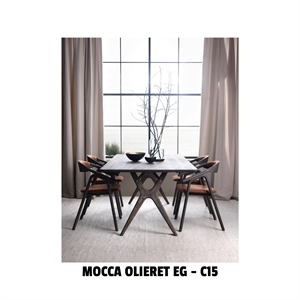 AMELIA LANG SPISEBORD - MESSINGDETALJER - MASSIV MOCCA OLIERET EG  - FLERE STØRRELSER